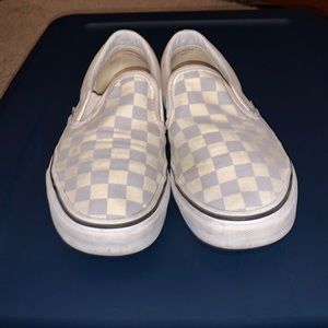 Grey checkerboard slip on vans